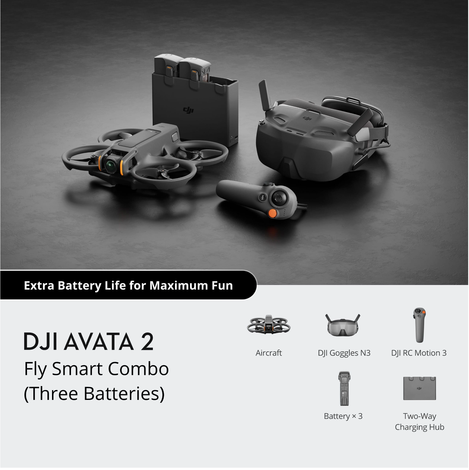 DJI Avata 2 Fly Smart Combo (Three Batteries)